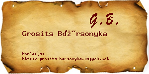 Grosits Bársonyka névjegykártya