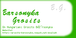 barsonyka grosits business card